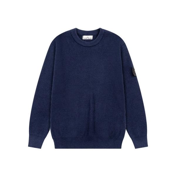 ストーンアイランドSTONE ISLAND激安クルーネックニットセーターメンズレディース袖ロゴワッペンリブ編み厚手長袖秋冬トップス
