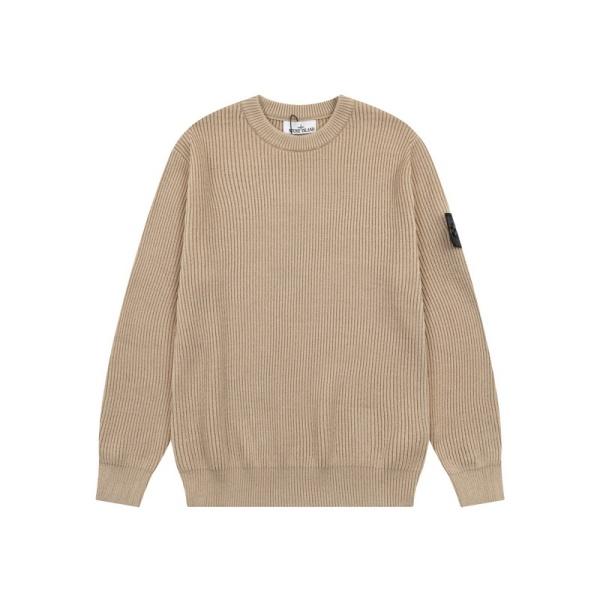 ストーンアイランドSTONE ISLAND激安クルーネックニットセーターメンズレディース袖ロゴワッペンリブ編み厚手長袖秋冬トップス