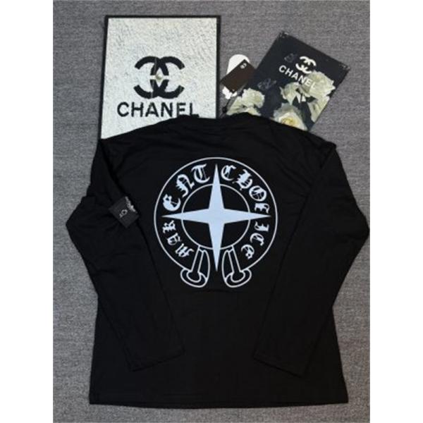 存在感あるバックプリント STONE ISLAND × CHROME HEARTS ストーンアイランド×クロムハーツ コピー ロンT 男女兼用カジュアル