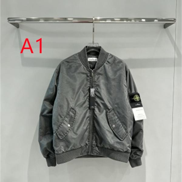 光沢グレーが映える STONE ISLAND ストーンアイランド コピー MA-1ジャケット 袖ワッペン付き秋冬アウター