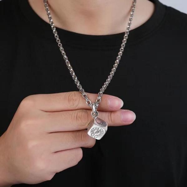クロムハーツCHROME HEARTS激安ダイスペンダントネックレスホースシューロゴ刻印シルバーカラーチェーン男女兼用