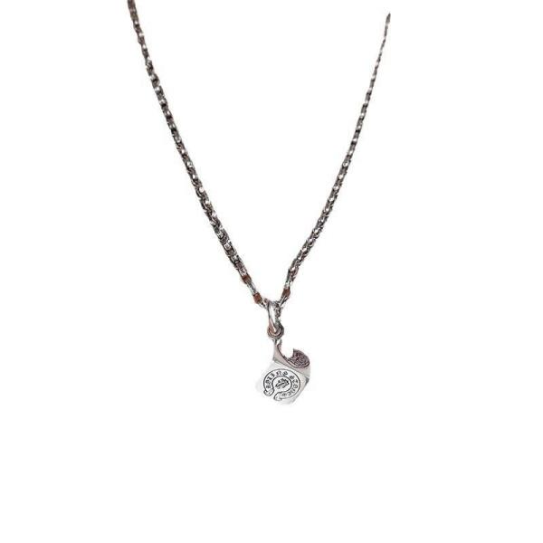 クロムハーツCHROME HEARTS激安ダイスペンダントネックレスホースシューロゴ刻印シルバーカラーチェーン男女兼用