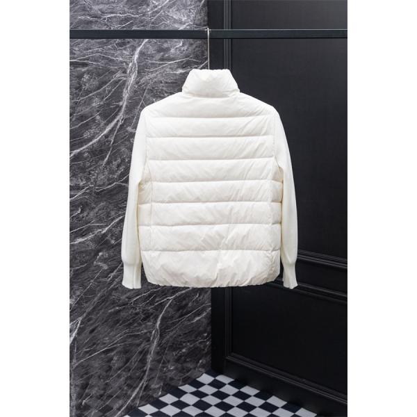 上品なホワイト MONCLER モンクレール コピー ニット切替ダウンブルゾン スタンドカラー秋冬アウター