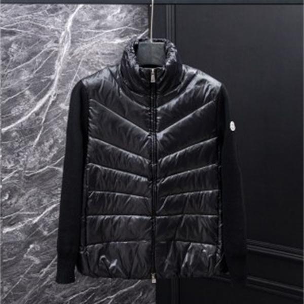 上品なホワイト MONCLER モンクレール コピー ニット切替ダウンブルゾン スタンドカラー秋冬アウター