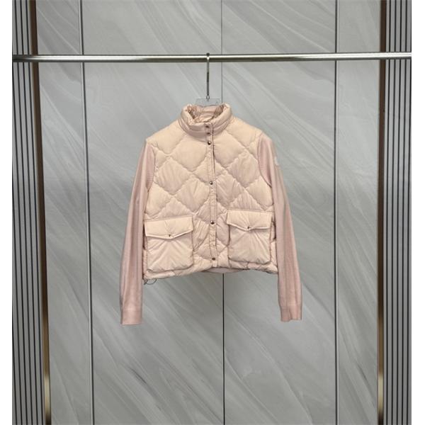 優しいピンクが映える MONCLER モンクレール コピー ニット切替ダウンブルゾン 秋冬レディース