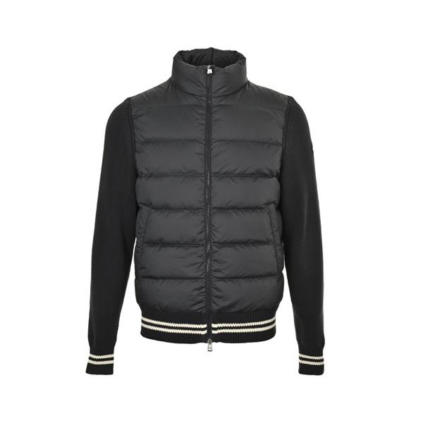 白ラインが映える MONCLER モンクレール コピー ハイブリッドダウンブルゾン ニット袖ジップアップ