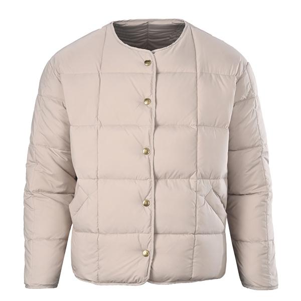 上品なノーカラー MONCLER モンクレール コピー ダウンジャケット ゴールドボタン黒ベージュ