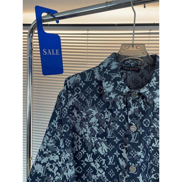 ブルーの総柄デザイン LOUIS VUITTON ルイヴィトン コピー デニムシャツ モノグラム花柄