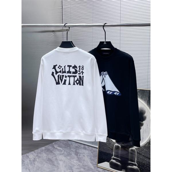 フクロウ刺繍が映える LOUIS VUITTON ルイヴィトン コピー スウェットトレーナー ブラック・ホワイト