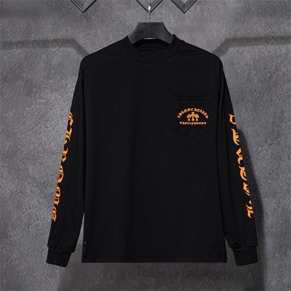 オレンジロゴが映える CHROME HEARTS クロムハーツ コピー 長袖Tシャツ ブラック・ホワイト