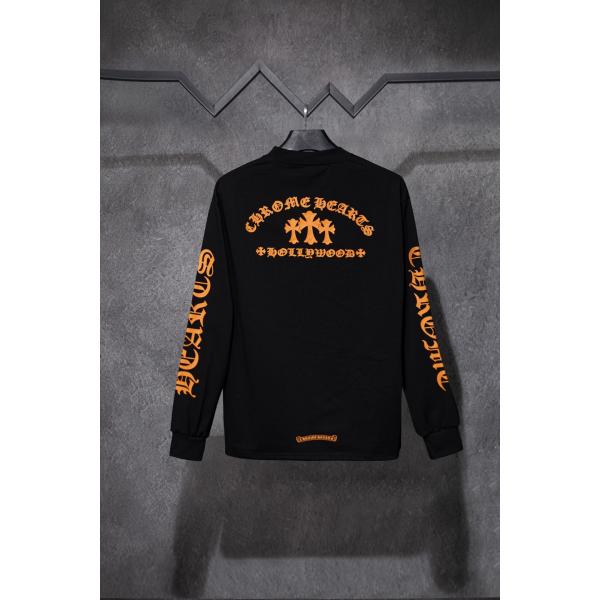オレンジロゴが映える CHROME HEARTS クロムハーツ コピー 長袖Tシャツ ブラック・ホワイト