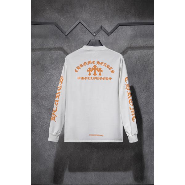 オレンジロゴが映える CHROME HEARTS クロムハーツ コピー 長袖Tシャツ ブラック・ホワイト