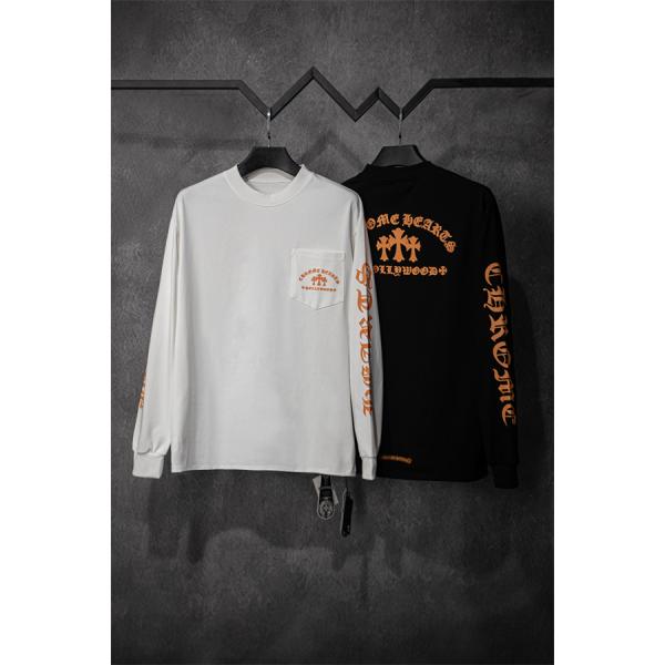 オレンジロゴが映える CHROME HEARTS クロムハーツ コピー 長袖Tシャツ ブラック・ホワイト