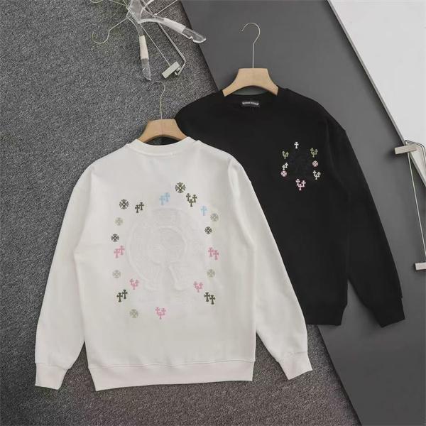 カラフルなクロス刺繍 CHROME HEARTS クロムハーツ コピー スウェットトレーナー 白黒2色