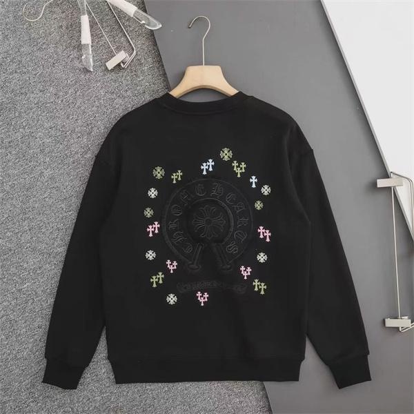カラフルなクロス刺繍 CHROME HEARTS クロムハーツ コピー スウェットトレーナー 白黒2色