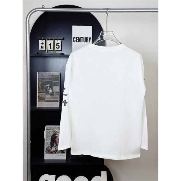 白×ネイビーの個性派 CHROME HEARTS クロムハーツ コピー ロングスリーブTシャツ 袖クロス柄