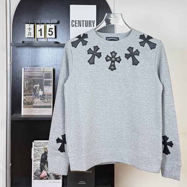 グレー×ブラッククロス CHROME HEARTS クロムハーツ コピー スウェットトレーナー 十字架デザイン