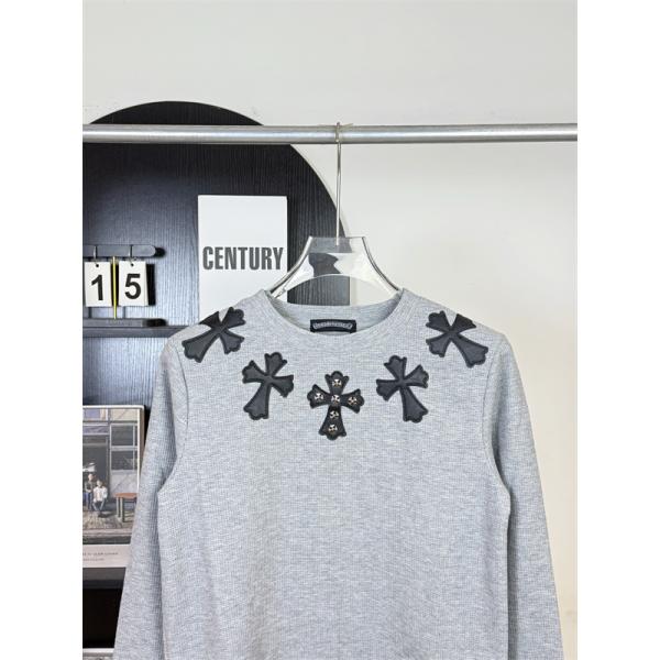 グレー×ブラッククロス CHROME HEARTS クロムハーツ コピー スウェットトレーナー 十字架デザイン