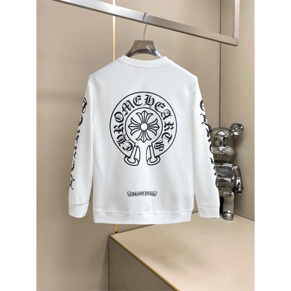 袖ロゴが映える CHROME HEARTS クロムハーツ コピー スウェットトレーナー 白黒2色クロス柄