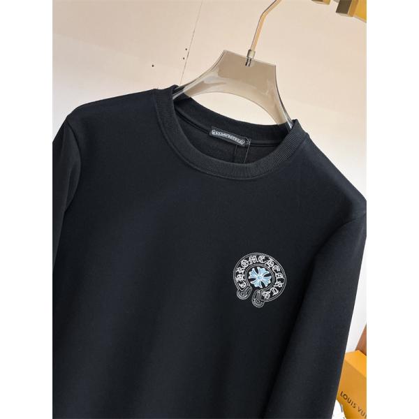 白×水色のアートデザイン CHROME HEARTS クロムハーツ コピー 長袖トレーナー バックロゴ入り