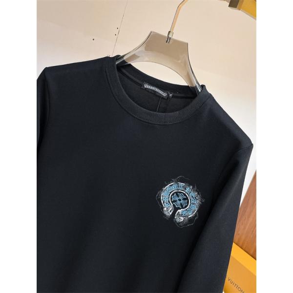 幻想的なブルーロゴ CHROME HEARTS クロムハーツ コピー クルーネックスウェット アート風バックプリント