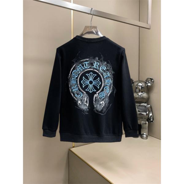 幻想的なブルーロゴ CHROME HEARTS クロムハーツ コピー クルーネックスウェット アート風バックプリント