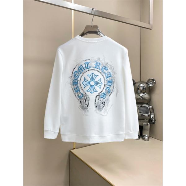 幻想的なブルーロゴ CHROME HEARTS クロムハーツ コピー クルーネックスウェット アート風バックプリント
