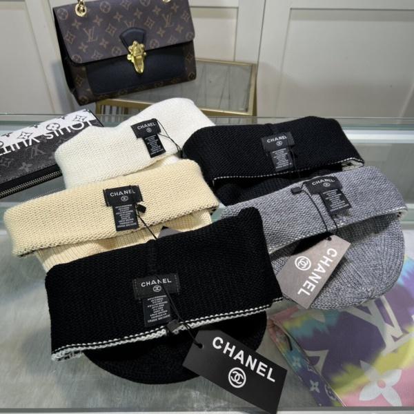 CHANELシャネル激安ココマークツイード切替ニット帽折り返し秋冬レディース