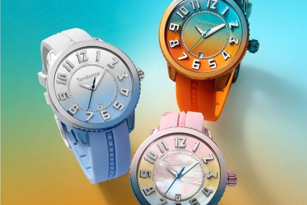 スイス時計ブランド「テンデンス」グラデーションカラーの新作腕時計、空やビーチ着想の3種 