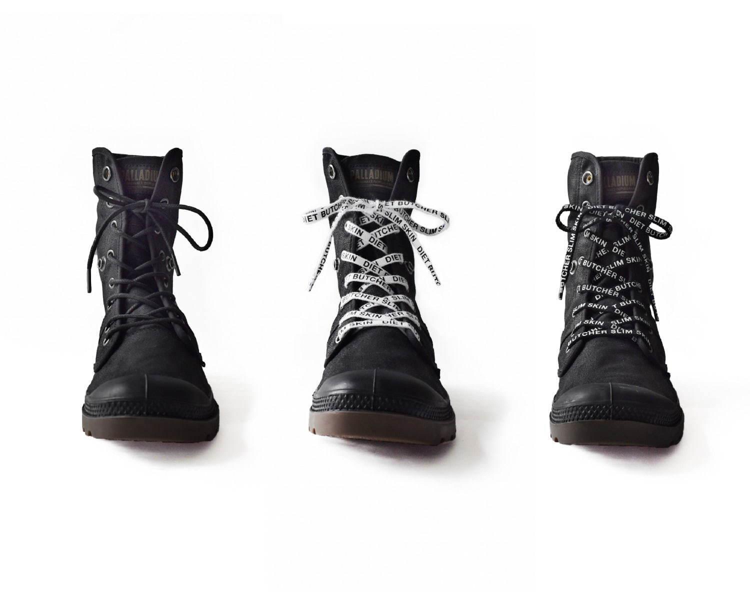ダイエットブッチャースリムスキン×パラディウムの2WAYシューズ、付け替え可能な靴紐が付属 コピー