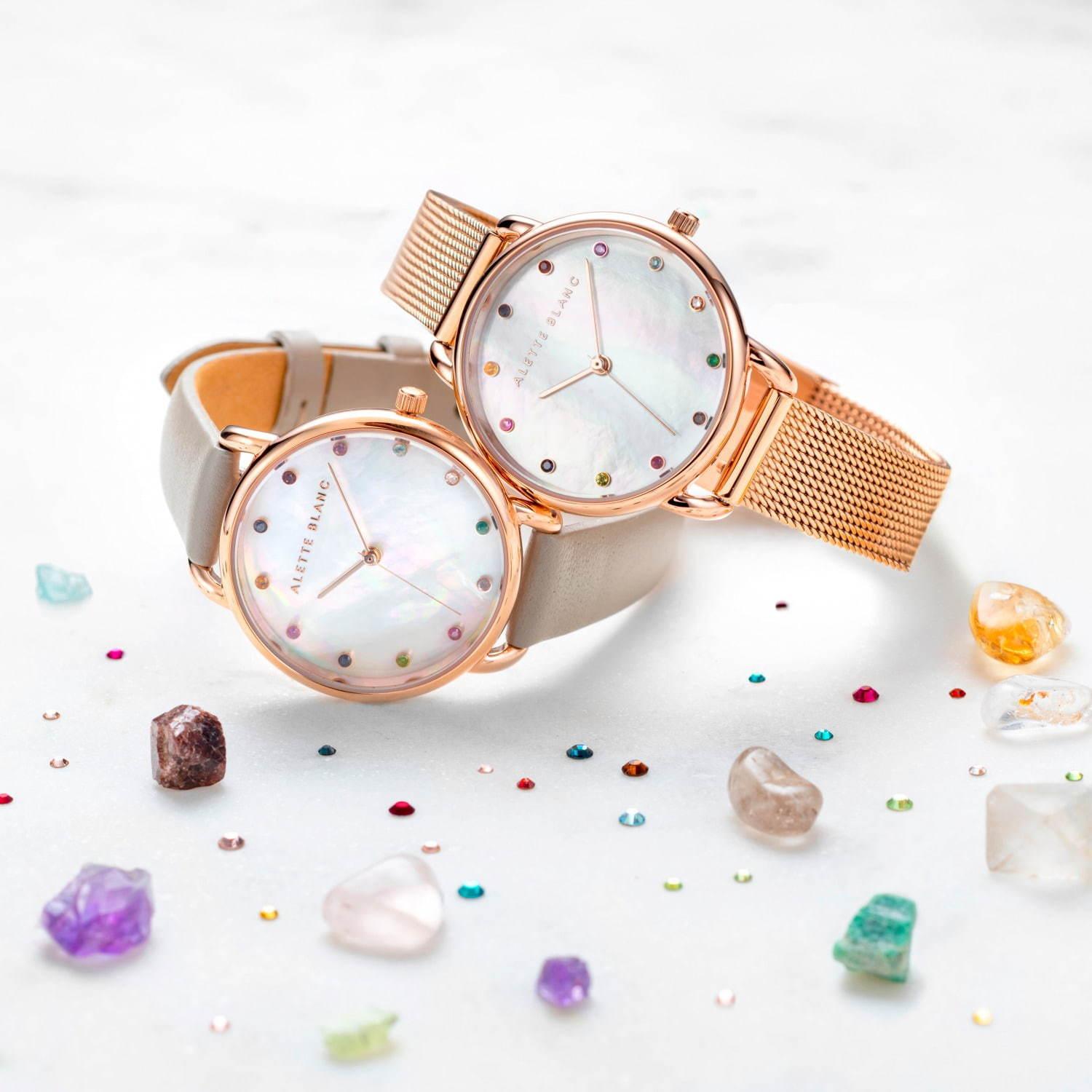 アレットブラン“誕生石”を飾った腕時計「バースストーン」がミニサイズに、煌めくルビーやサファイヤ コピー