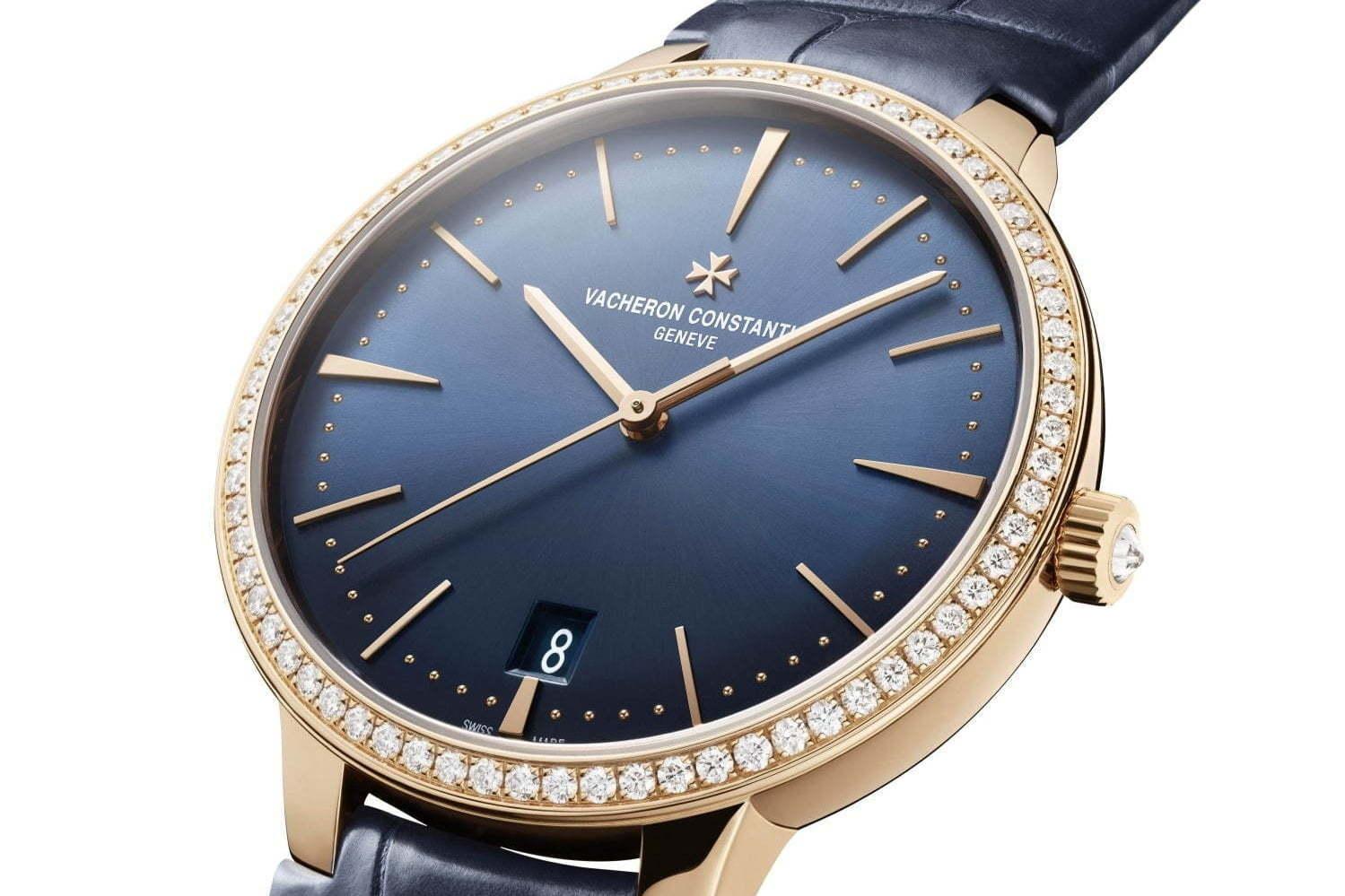 ヴァシュロン・コンスタンタンの腕時計「パトリモニー」新作ブルー×ピンクゴールド、ダイヤ付きモデルも 