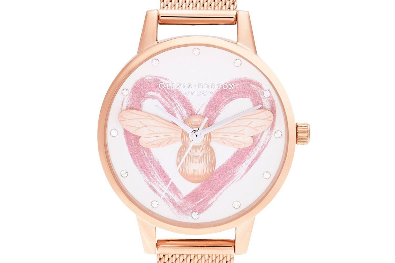 オリビア・バートンからバレンタイン＆WD限定腕時計 - ハート柄の文字盤×蜂の3Dモチーフ 