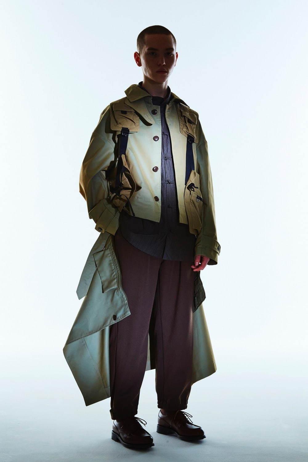 ミーンズワイルの玉虫色“3WAY”トレンチコート、ジャケット＆ラップスカートとしても着用可 コピー