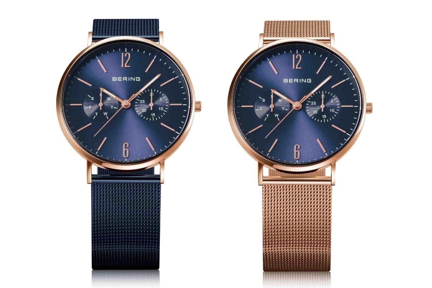 ベーリング“ストラップを変えられる”腕時計「チェンジズ」新色、ローズゴールド×ネイビーで コピー