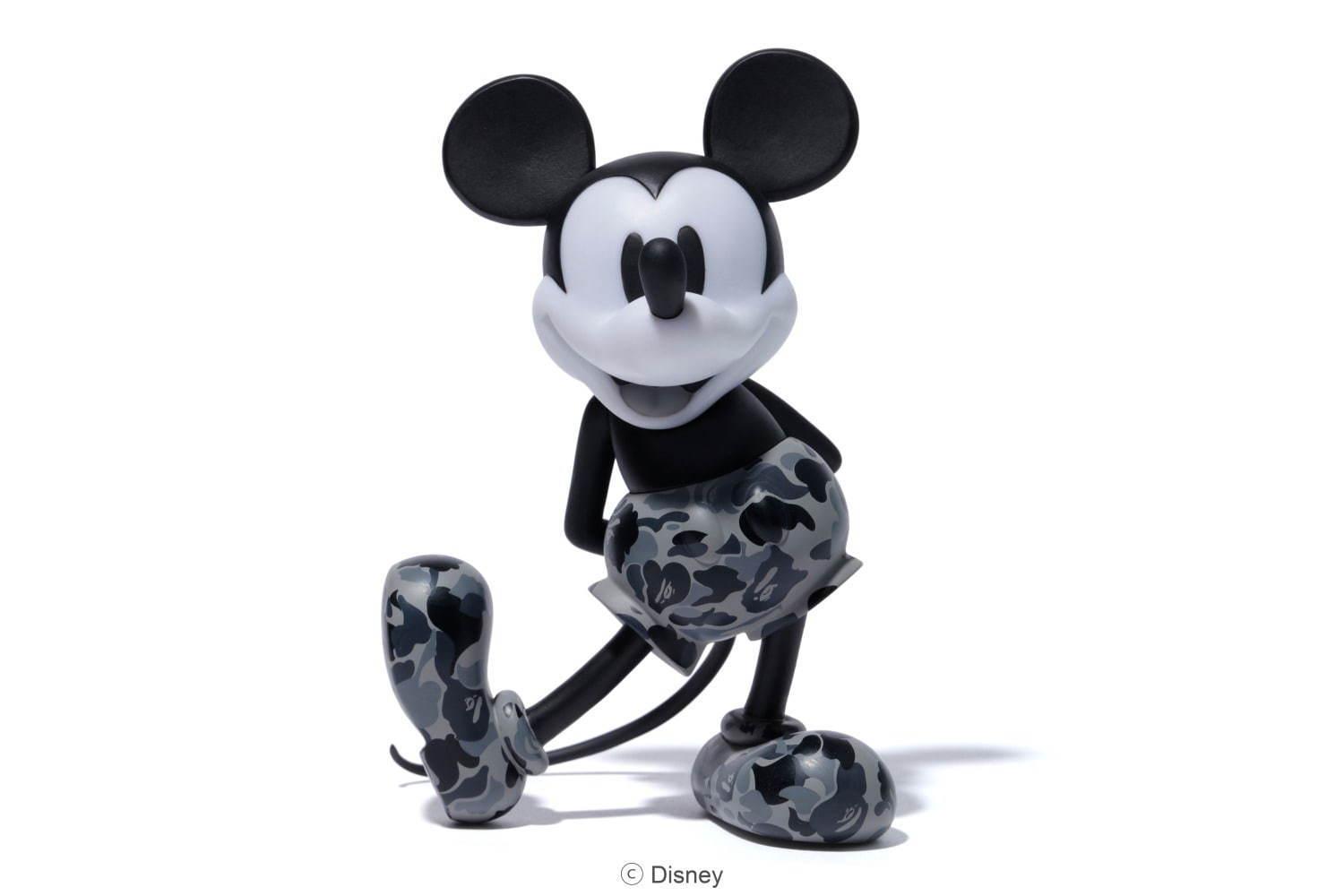 ミッキーマウス“モノクロカモ柄”のベアブリック＆フィギュア、ア ベイシング エイプとコラボ コピー