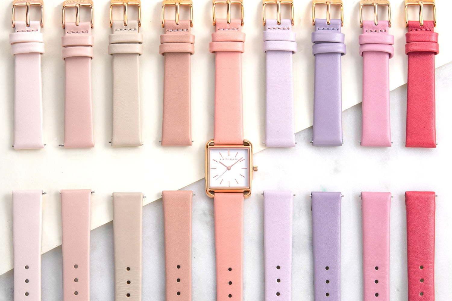 アレットブラン“33色”から選べる腕時計「パレットスクエアコレクション」ワンタッチで付け替え可能 