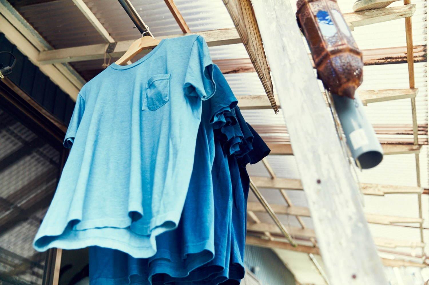 フィルメランジェ×藍染め職人集団リトマスの“タイダイ”Tシャツ、ジーンズのように経年変化 コピー