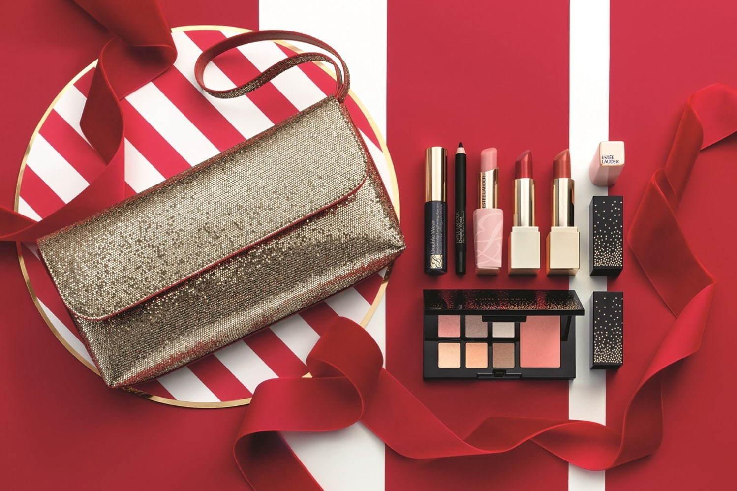 エスティ ローダー20年クリスマスコフレ“バッグ付き”豪華メイクセット、人気美容液の現品コフレも コピー
