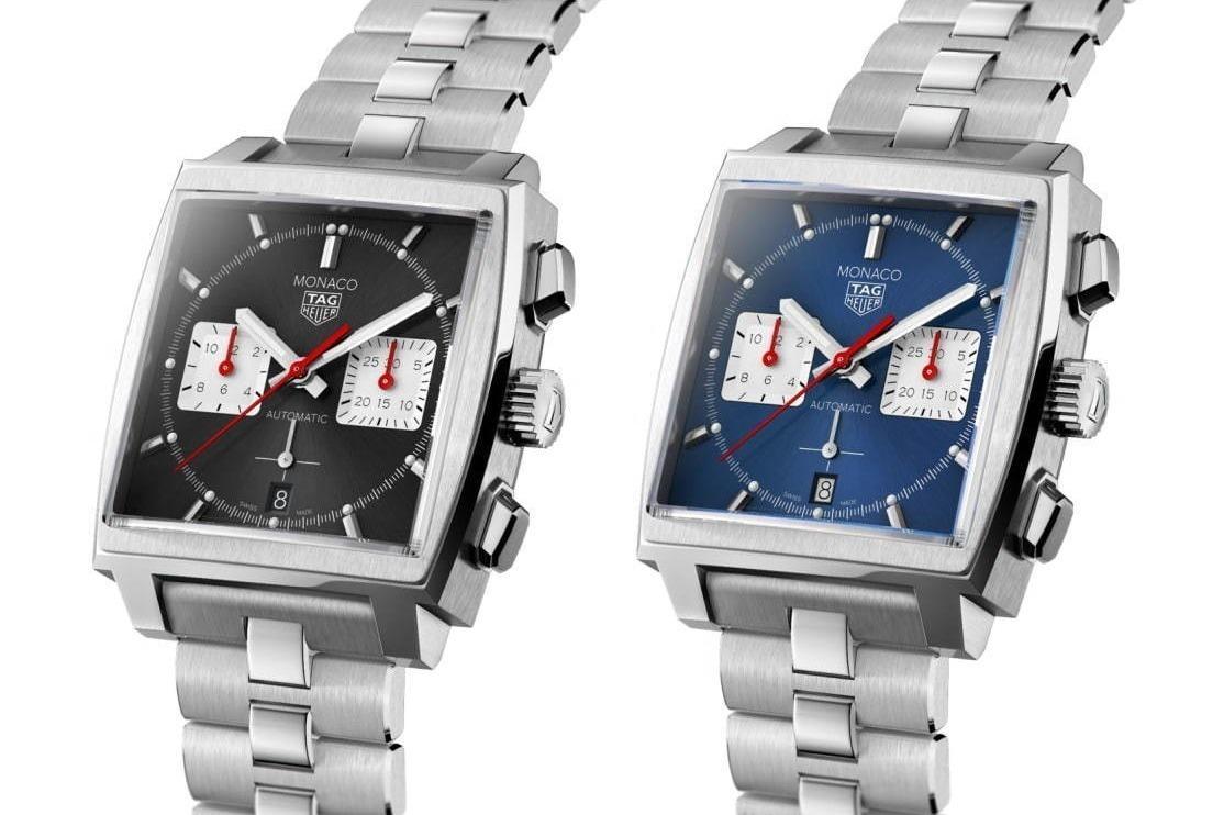 タグ・ホイヤーの腕時計「モナコ」ステンレススティール製ブレスの新作、ブラック＆ブルーの2色で 