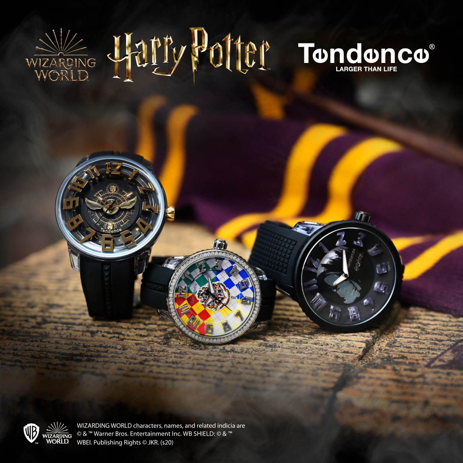 テンデンス×「ハリー・ポッター」の腕時計、魔法の杖の秒針やホグワーツのエンブレムデザイン コピー