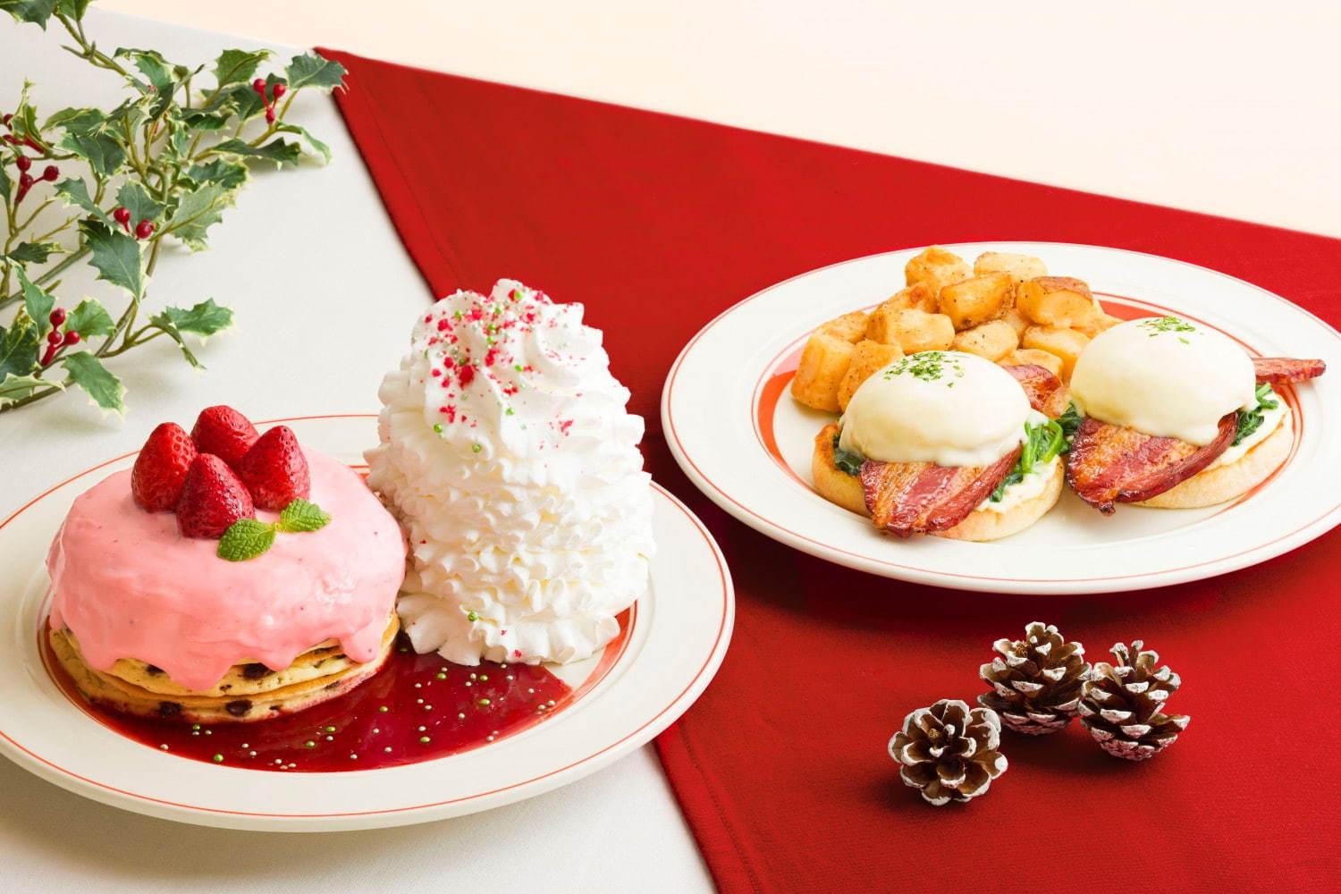 エッグスンシングスのクリスマス限定メニュー、“濃厚”いちごチョコクリームのパンケーキなど コピー