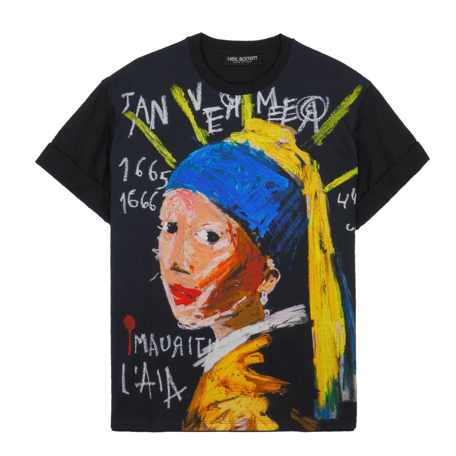 ニール バレット、オランダ人著名画家の絵画にインスパイアされたアートコラージュTシャツ コピー ニール バレット、オランダ人著名画家の絵画にインスパイアされたアートコラージュTシャツ コピー