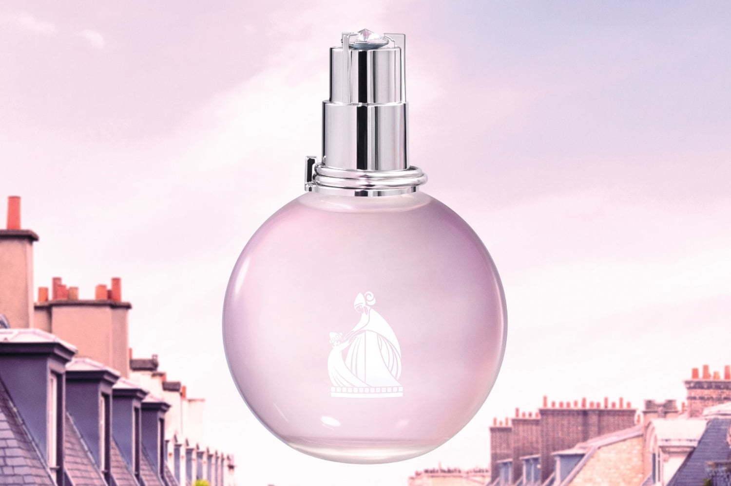 ランバンの香水「エクラ・ドゥ・アルページュ」新作、ピンクサテンドレスイメージのボトル 