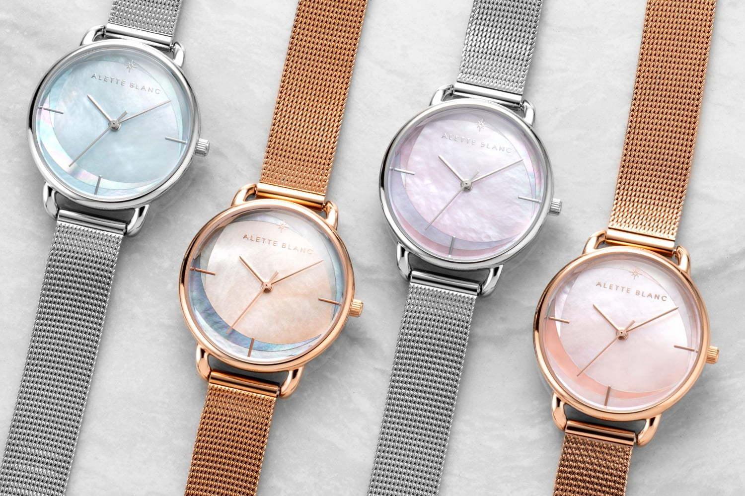 アレットブランの新作腕時計「ブリーズ コレクション」3色パールで“そよかぜ”を表現 