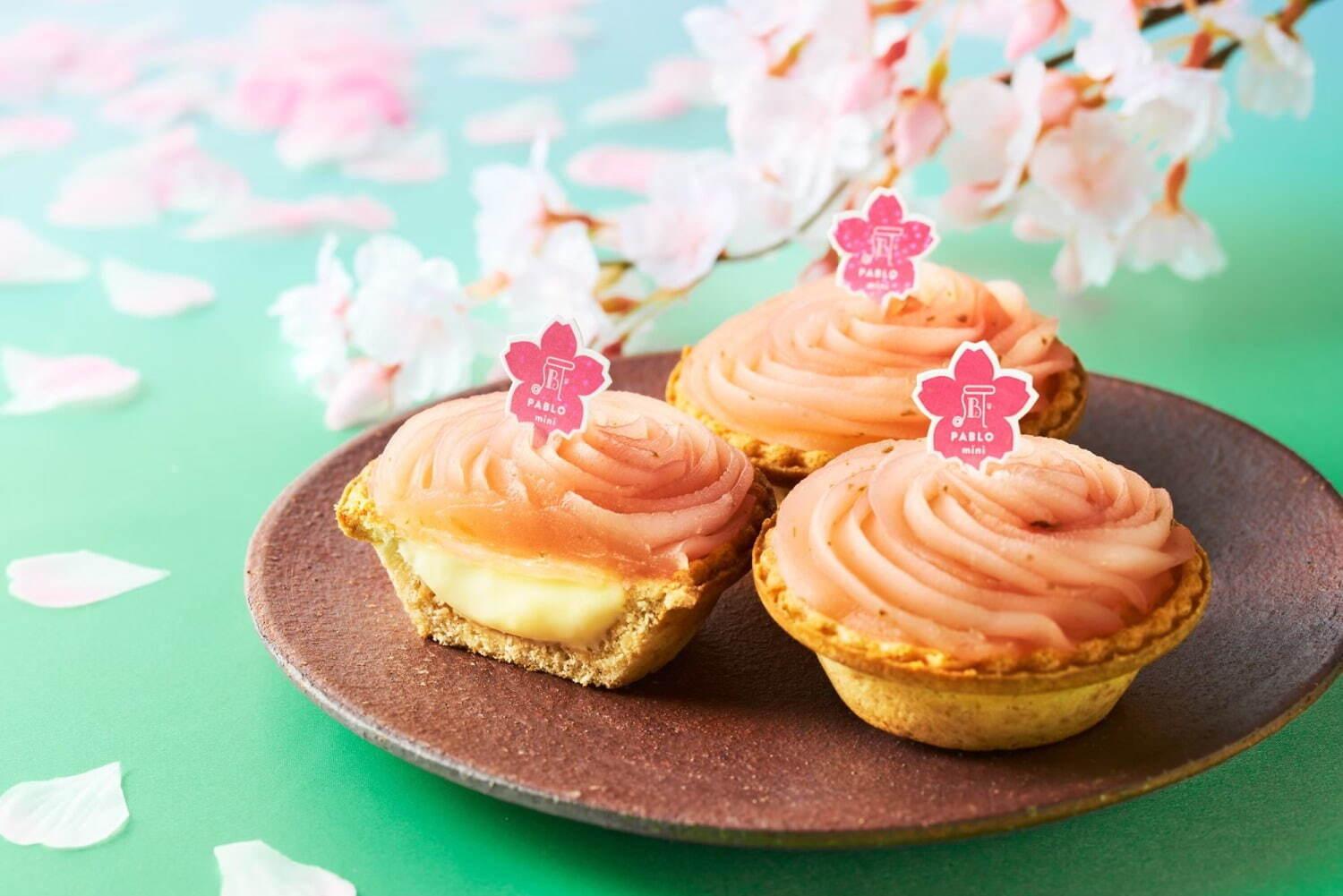 パブロ ミニの春限定タルト「さくらもち」桜あん×ぎゅうひ、桜餅風の和チーズタルト コピー