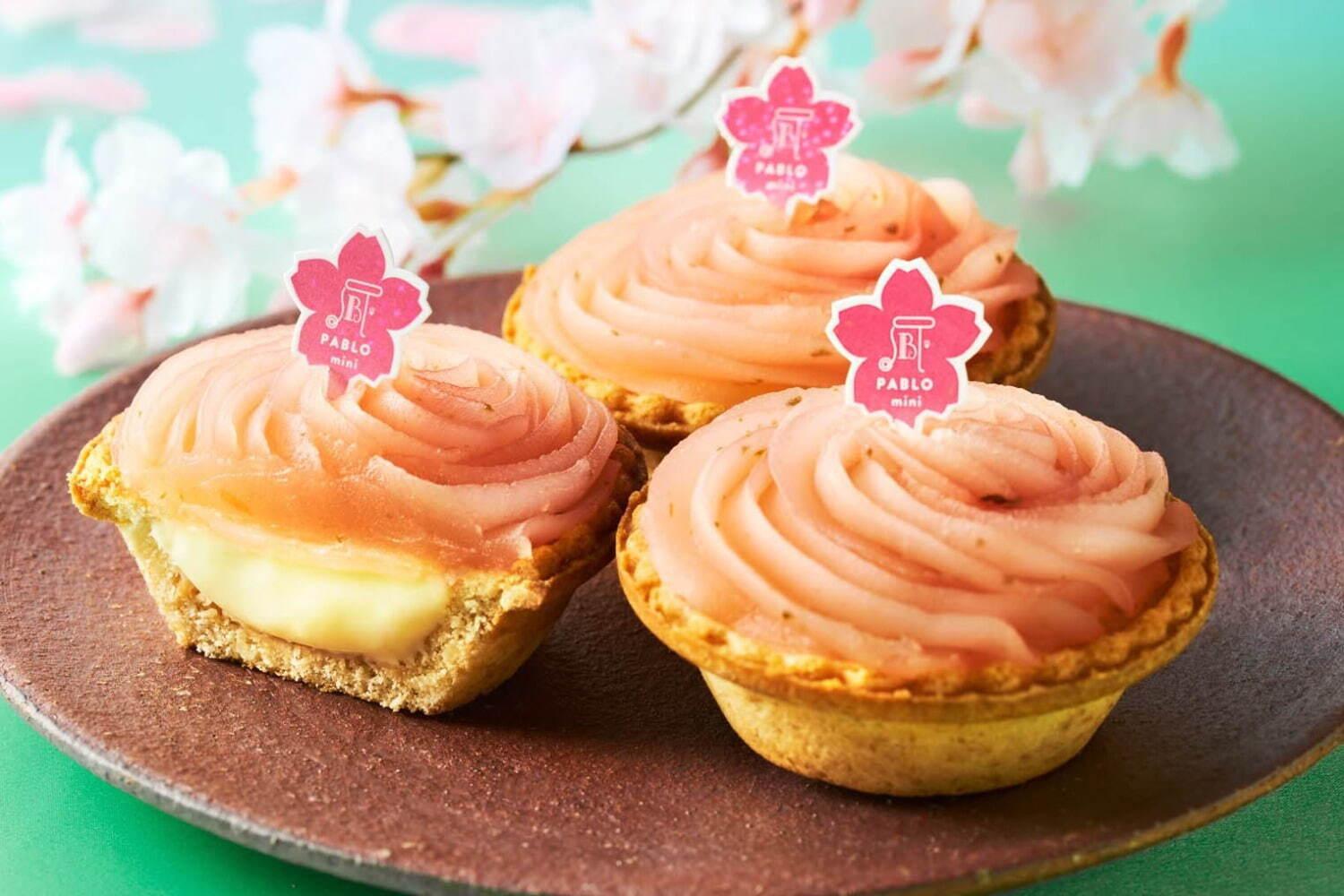 パブロ ミニの春限定タルト「さくらもち」桜あん×ぎゅうひ、桜餅風の和チーズタルト 