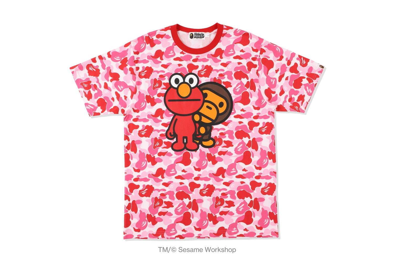 ア ベイシング エイプ×セサミストリート、クッキーモンスター&エルモを配したカモ柄Tシャツなど コピー ア ベイシング エイプ×セサミストリート、クッキーモンスター&エルモを配したカモ柄Tシャツなど コピー