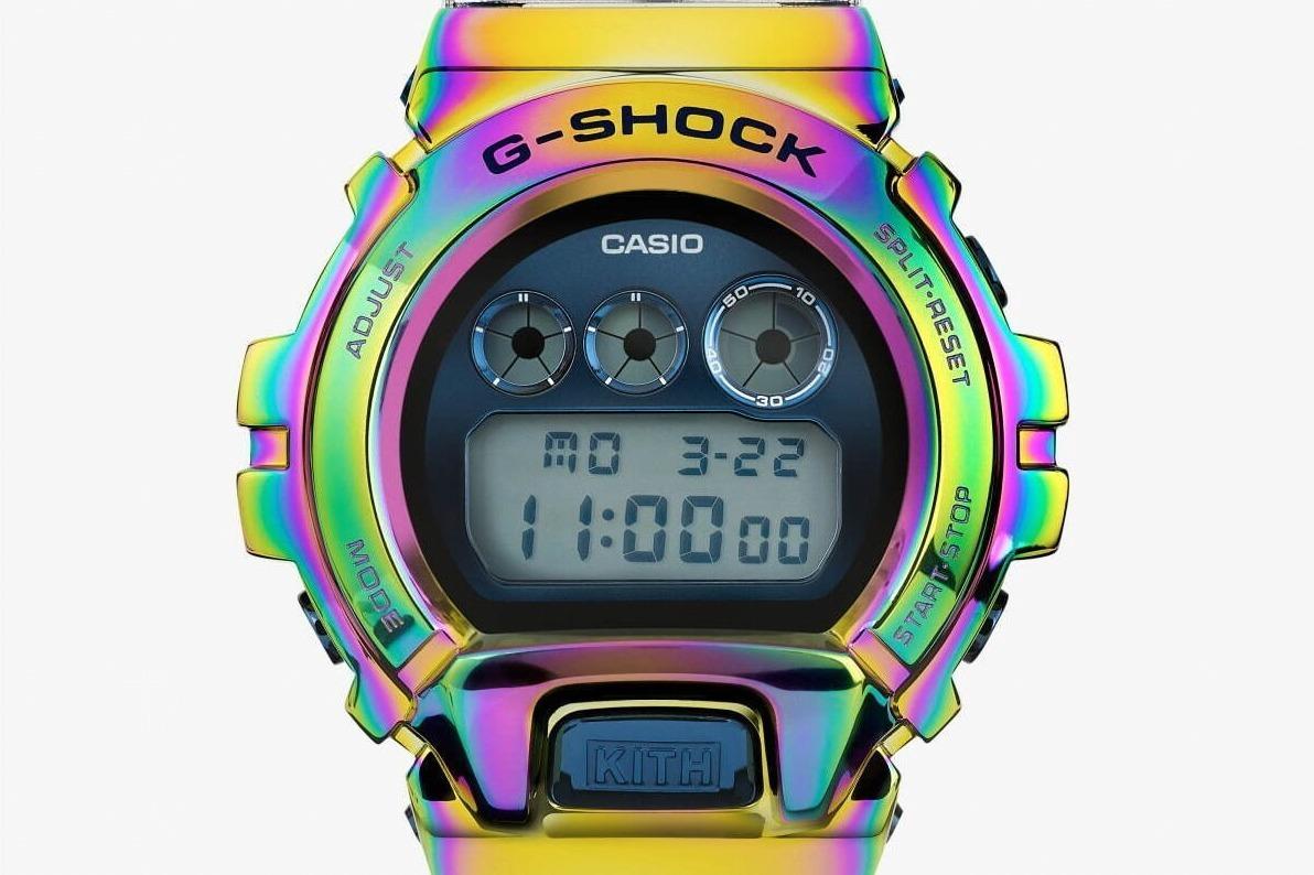 KITHとG-SHOCKの腕時計、レインボーメタルフレーム×クリアバンドの「GM-6900」 
