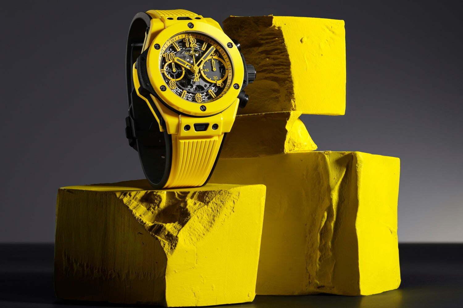 ウブロ“太陽のようなイエロー”や幾何学模様の腕時計「ビッグ・バン」新作、 カラーセラミックを使用 